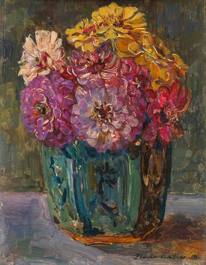Floris Verster - Yeşil Kavanozda Zinyalarla Natürmort