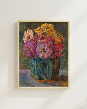 Floris Verster - Yeşil Kavanozda Zinyalarla Natürmort