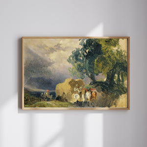 Friedrich Gauermann - Study for Harvest Wagon in a Storm