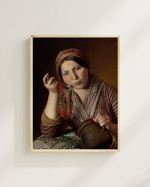 Johann Baptist Reiter - Woman Eating Noodles