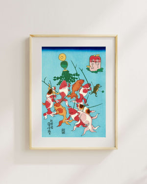 Utagawa Kuniyoshi - İtfaiyeciler ve Sancak Fine Art Baskı