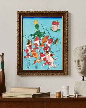 Utagawa Kuniyoshi - İtfaiyeciler ve Sancak Fine Art Baskı