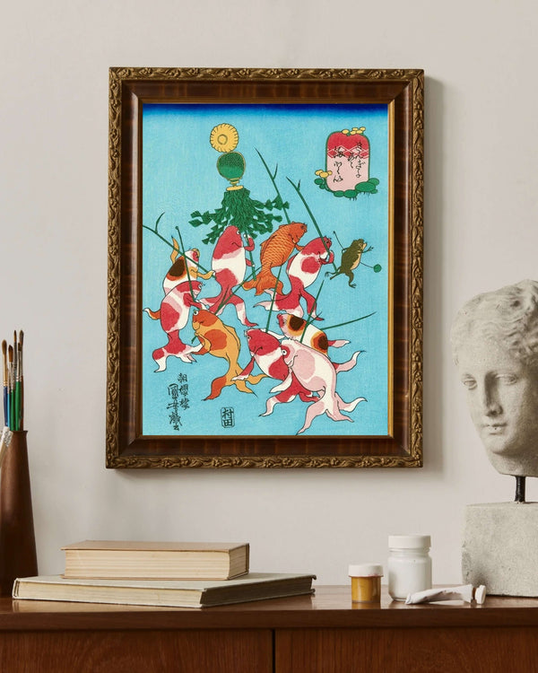 Utagawa Kuniyoshi - İtfaiyeciler ve Sancak Fine Art Baskı