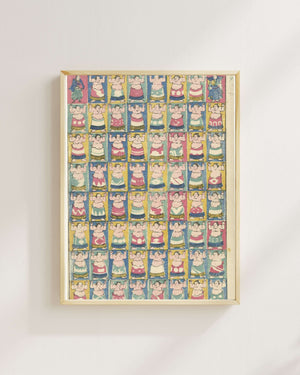 Utagawa Yoshikazu - Sumo Güreşçileri Fine Art Baskı