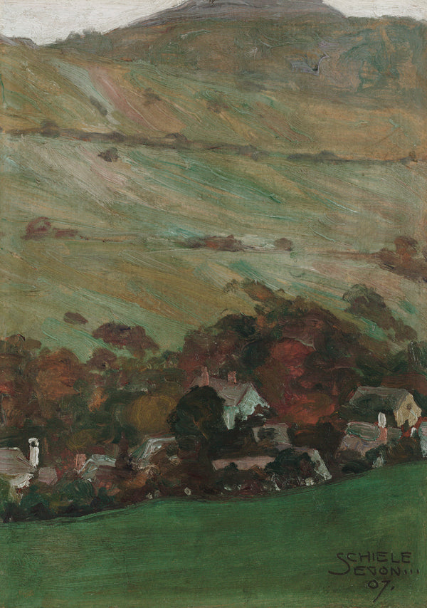 Egon Schiele - Bir Tepenin Eteğindeki Köy