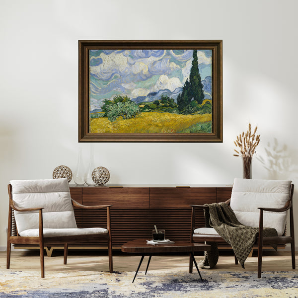 Vincent van Gogh - Selvi Ağaçlı Buğday Tarlası çerçeve