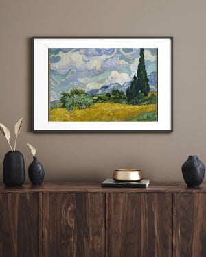 Vincent van Gogh - Selvi Ağaçlı Buğday Tarlası fine art baskı