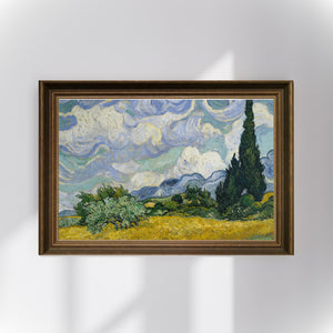 Vincent van Gogh - Selvi Ağaçlı Buğday Tarlası poster