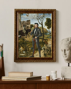 Vittore Carpaccio - Manzara İçinde Genç Şövalye Fine Art Baskı