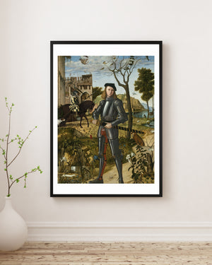 Vittore Carpaccio - Manzara İçinde Genç Şövalye Fine Art Baskı