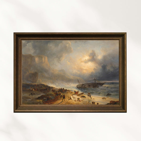 Wijnand Nuijen - Kayalık Bir Kıyı Açığında Gemi Enkazı Fine Art Baskı