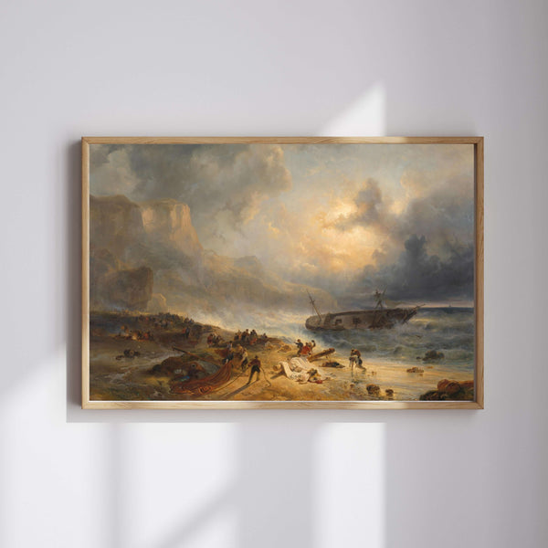 Wijnand Nuijen - Kayalık Bir Kıyı Açığında Gemi Enkazı Fine Art Baskı