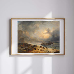 Wijnand Nuijen - Kayalık Bir Kıyı Açığında Gemi Enkazı Fine Art Baskı
