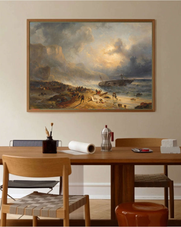 Wijnand Nuijen - Kayalık Bir Kıyı Açığında Gemi Enkazı Fine Art Baskı