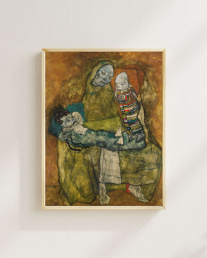 Egon Schiele - İki Çocuklu Anne II Fine Art Baskı