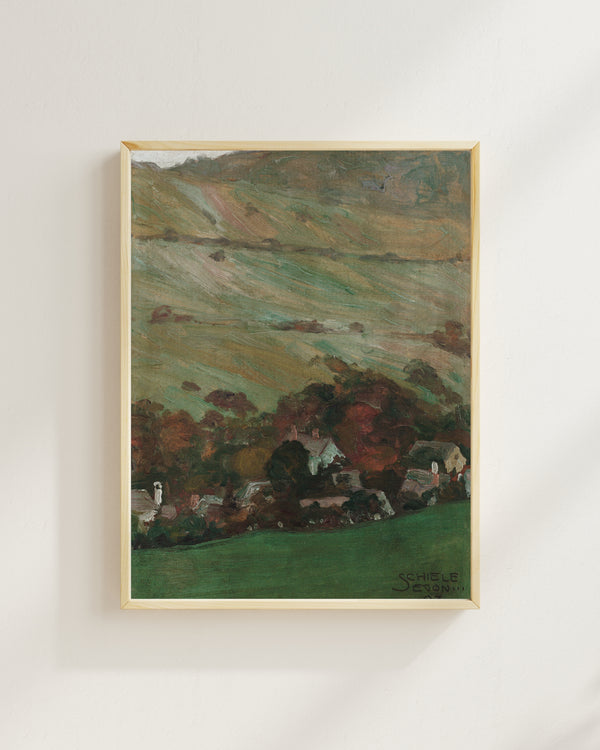 Egon Schiele - Bir Tepenin Eteğindeki Köy