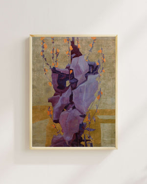Egon Schiele - Dekoratif Fon Önünde Stilize Çiçekler Fine Art Baskı
