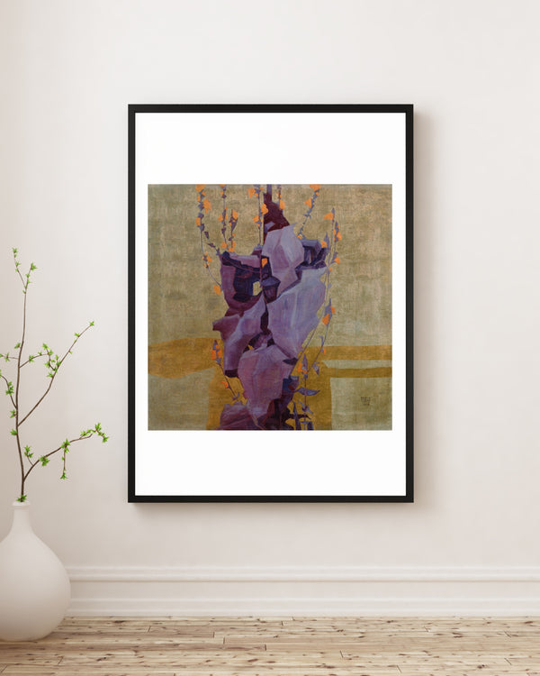 Egon Schiele - Stylized Flowers Before a Decorative Background