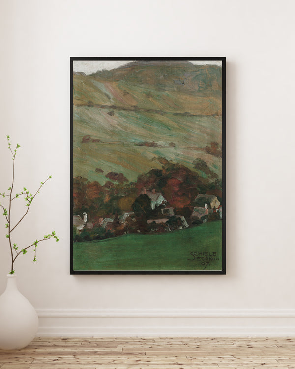 Egon Schiele - Bir Tepenin Eteğindeki Köy