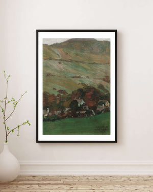 Egon Schiele - Bir Tepenin Eteğindeki Köy Fine Art Baskı