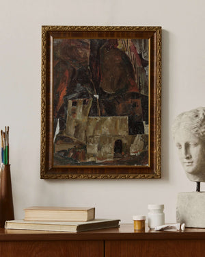 Egon Schiele - Tepelik Manzarada Ev ve Duvar Fine Art Baskı