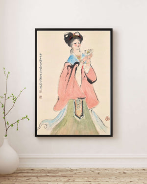 Çiçek Tutan Kadın fine art baskı