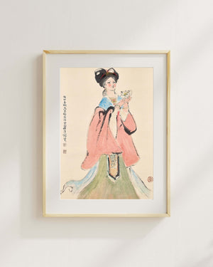 Çiçek Tutan Kadın fine art baskı