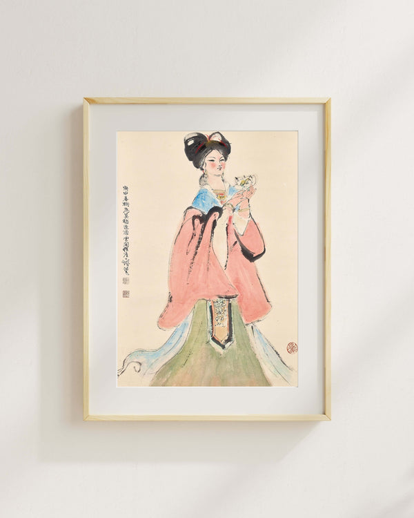 Çiçek Tutan Kadın fine art baskı