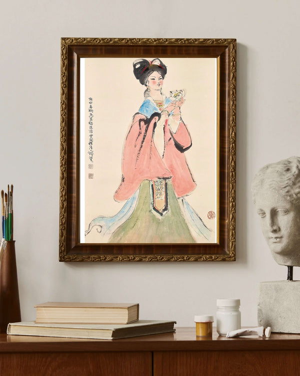 Çiçek Tutan Kadın fine art baskı