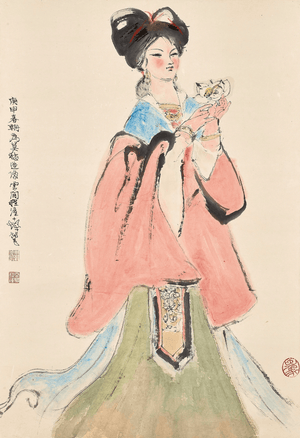 Çiçek Tutan Kadın fine art baskı