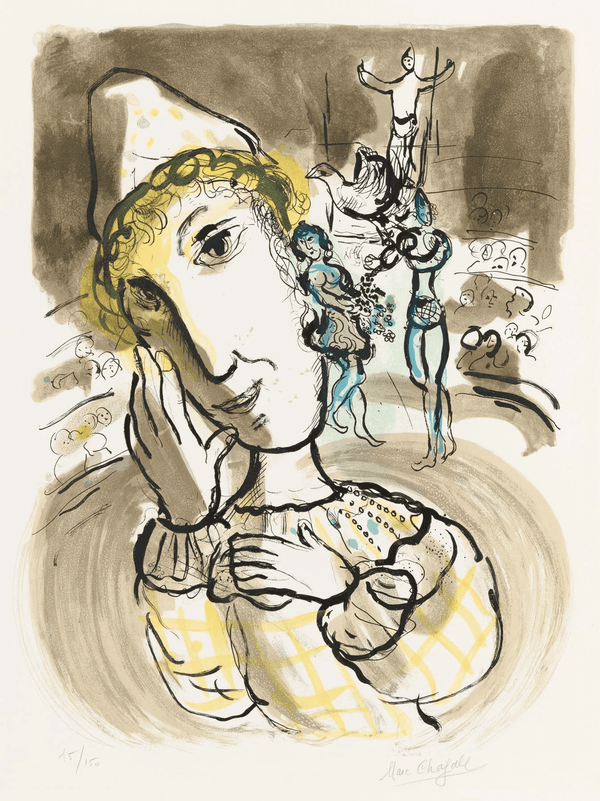 Marc Chagall - Sarı Palyaçolu Sirk Fine Art Baskı